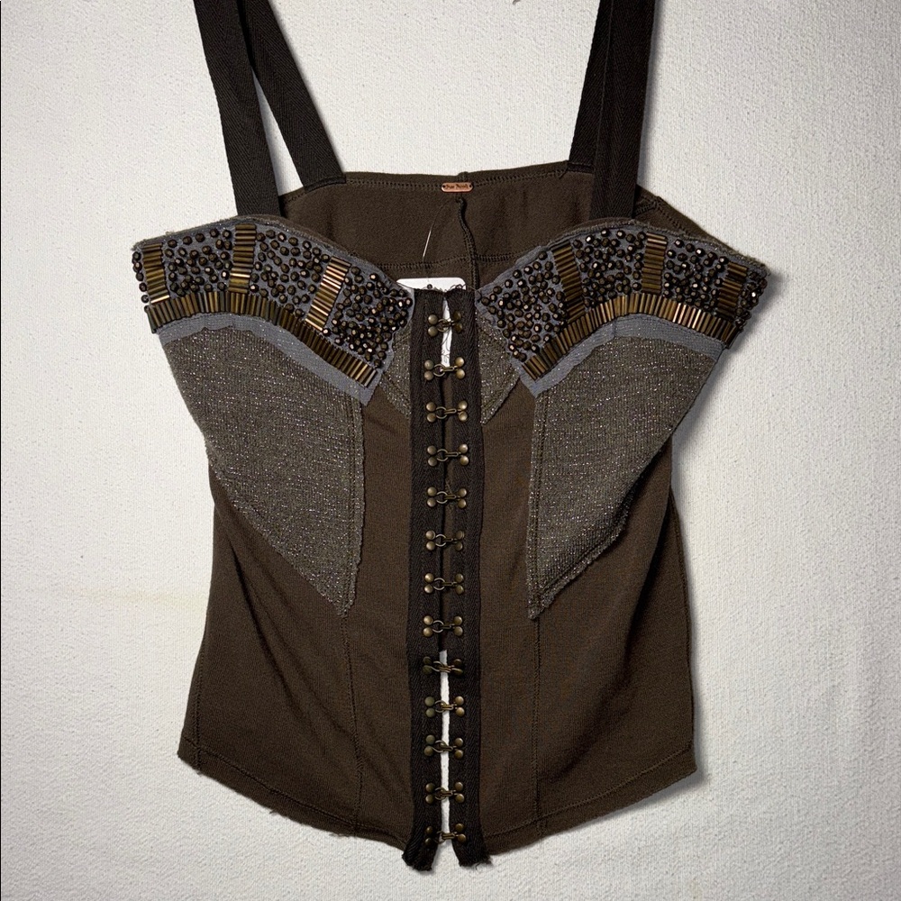 Free People Brown Embellished Camisole